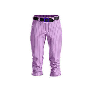 High Quality Polyester Baseball Jersey with Lavender Pinstripe <b>Pants</b> Full Button Design Patterned Sleeves White <b>Pants</b> Set Unisex - Product Image 5