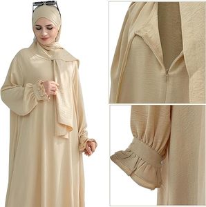 Solid Color Breathable Dubai Abayas Moroccan <b>Kaftan</b> Women Chiffon Burqa Ramzan Muslim Maxi Gown Dress Robe Arab Islamic Clothes - Product Image 4