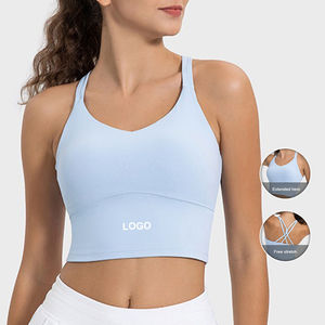 เสื้อชั้นในกีฬาผู้หญิงพิมพ์โลโก้ได้ ยืดได้ 4 ทิศทาง เนื้อผ้านุ่ม ระบายอากาศ แห้งเร็ว ผลิตจากไนลอนและสแปนเด็กซ์ เหมาะสำหรับออกกำลังกาย ฟิตเนส โยคะ แบบสองชั้น - Product Image 4