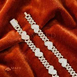 Collar de Lujo con Eslabones Cubanos y Corazón de Moissanita, Chapado en Oro de 18K, Cadena Estilo Hip Hop, Regalo de Joyería para Mujeres y Hombres - Product Image 5