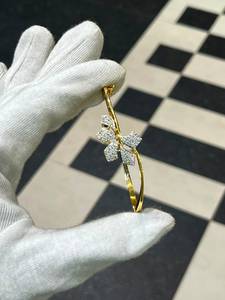 Bracelet jonc de luxe plaqué or avec diamants répliques pour femme, tendance, pour soirée, bijoux de mode, export OEM usine Rajasthan - Product Image 3