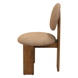 Contemporary Round-Back Dining <b>Chair</b> with Solid Wood Base|<b>Upholstered</b> Seat for Home Cafe Interior Furniture - Product Image 3