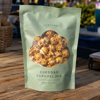 Sacs d'emballage pour pop-corn à soufflet inférieur imprimés sur mesure, sachets de collation thermoscellables en gros pour la vente au détail et les événements