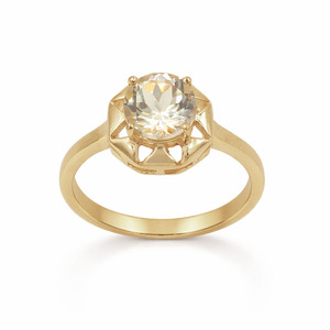 Anillo de Diseño en Plata de Ley 925 con Aguamarina Amarilla de Corte Redondo, Patrón Universal, Chapado en Oro y Rodio, Joyería de Moda - Product Image 5