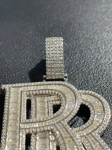 Collier pendentif bicolore plaqué avec lettre 'Forever Rich', Moissanite 'Iced Bling', Charme parapluie et symbole de richesse, pour homme, style Hip Hop - Product Image 4