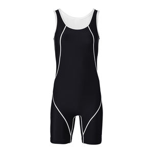 Combinaison de lutte noire pour homme de haute qualité, logo personnalisé imprimé, en spandex, pour la gym, la boxe et la musculation, prix abordable - Product Image 3