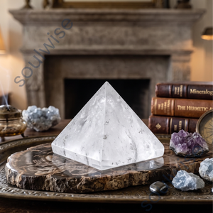 Escultura de Pirámide de Cuarzo Transparente Natural Tallada en Piedra Blanca Semitransparente para Decoración del Hogar y Meditación - Product Image 6