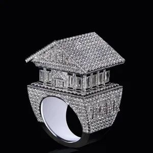 925 Silver Moissanite Diamond Luxury Pavilion <b>Ring</b> <b>Mens</b> Statement <b>Ring</b> Certified Diamond Iced Crown Inspired Designer <b>Ring</b> Gift - Product Image 2