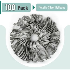 Confezione da 100 Palloncini Metallizzati Argento da 12 Pollici per Feste di Compleanno, Decorazioni e Favori per Feste - Product Image 3