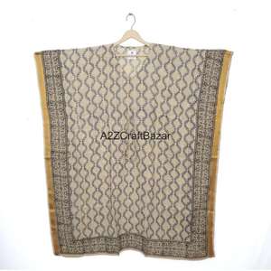 Robe Kaftan Midi en Coton Pur à 100% à Motifs Floraux Fabriquée à la Main en Inde, Col en V, Robe de Soirée Confortable pour Femmes - Product Image 6