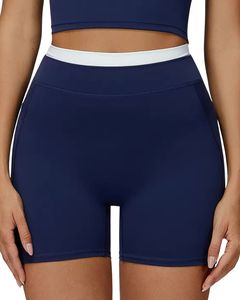 Ensemble de sport pour femme : soutien-gorge sans coutures et short taille haute, bleu marine, doux, extensible, respirant, vêtements de sport, ensemble de fitness - Product Image 4