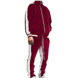 ชุดวอร์มผู้ชายแบบสลิมฟิต เสื้อแจ็คเก็ต กางเกงขายาว ชุดกีฬา ดีไซน์แบบปะติดปะต่อ รับผลิตแบบ OEM แบรนด์ส่วนตัว - Product Image 2