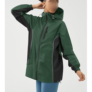 <b>Women's</b> <b>Packable</b> Raincoat and Green Hooded Lightweight Windbreaker <b>Jacket</b> - Product Image 5