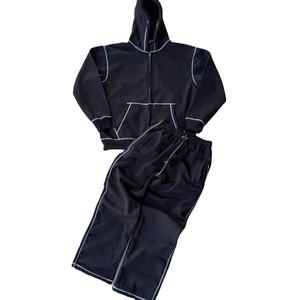 Chándal personalizado con lavado ácido y efecto desgastado por el sol, con cremallera completa, corte holgado, 100% algodón, pantalón de chándal con estampado en relieve, conjunto de chándal de tejido grueso - Product Image 1