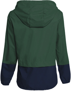 Veste de randonnée imperméable à capuche contrastée jaune et gris pour femme, manches longues, fermeture éclair, coupe classique, longueur normale - Product Image 6