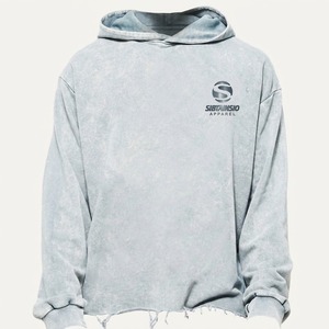 เสื้อฮู้ดดี้ผู้ชายแบบมีโลโก้สั่งทำพิเศษ ทรงโอเวอร์ไซส์ ขอบตัดดิบ ทรงเข้ารูป ผ้าคอตตอน 100% ซักย้อมสีแบบวินเทจ หนานุ่ม - Product Image 1