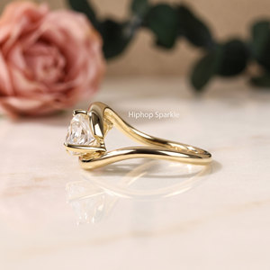 Luxury Marquise Cut Moissanite <b>Solitaire</b> Engagement <b>Ring</b> Sterling <b>Silver</b> Gold Plated Modern Bypass Promise Wedding Jewelry Gift - Product Image 3