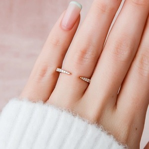 Cut 0.25 CT Lab Grown Diamond Prong Set IGI Certified Minimalist Wedding Band 14K Rose Gold Half Eternity Open Cuff <b>Adjustable</b> - Product Image 3