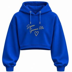 เสื้อฮู้ดครอปผู้หญิง Sigma Gamma Rho สีน้ำเงินรอยัล ลายกรีกแบบกำหนดเอง เสื้อฮู้ดแบบสวมหัว สตรีทแวร์สำหรับชมรมนักศึกษา - Product Image 1