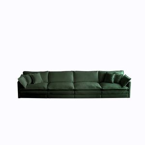 Divano Componibile a U Convertibile in Ciniglia Verde a 5 Posti con 1 Pouf per Soggiorno - Product Image 6