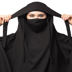 Abaya noire longue jusqu'au sol pour femme, robe ample à manches longues, coupe modeste, à capuche, couleur unie, en polyester, pour usage quotidien, style Moyen-Orient - Product Image 4