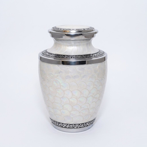 Premium White Mother of Pearl Brass Cremation <b>Urn</b> for Human Ashes Handcrafted <b>Large</b> Adult Funeral Burial <b>Urn</b> Memorial Keepsake - Product Image 4