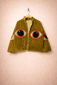 Hand Embroidered Suzani Velvet Cotton <b>Bomber</b> <b>Jacket</b> Reversible Boho <b>Vintage</b> Short Coat Colorful Ethnic Floral Autumn/Winter - Product Image 1