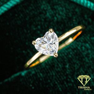 Anillo de compromiso de moissanita con corte de corazón, anillo nupcial solitario en tono dorado, joyería romántica para boda, regalo clásico y elegante para mujer - Product Image 5