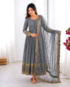 Party Wear Ready To Wear Fully Stitched Embroidery Sequence Work Georgette Gown With <b>Dupatta</b> Set - Product Image 6