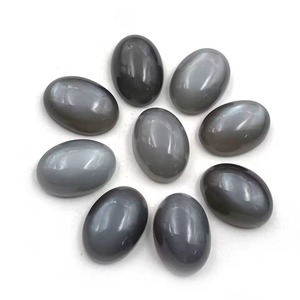 Cabochons de pierre de lune grise naturelle de haute qualité, 16 pièces, 10*14 MM, 102 CT, pierres précieuses ovales lâches, effet œil de chat, pour bijoux faits main - Product Image 1