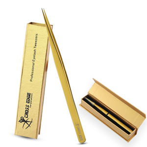 Pince à épiler de haute qualité pour extensions de cils, courbée et droite, avec pointe en fibre pour isolation - Product Image 1