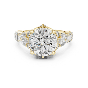 Bague empilable romantique en or 14 carats avec diamants de laboratoire taille ronde et taille marquise – Nouveauté - Product Image 2