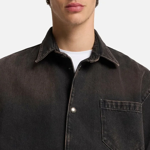 Stylish Everyday Men Denim T Shirt With Turn <b>Down</b> Collar & Full Sleeves With Button Closure For Comfort High Quality Cheap Rate - Product Image 1