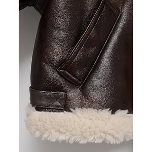 Customized Ladies Winter Motorcycle <b>Jacket</b> <b>Leather</b>-Look <b>Suede</b> Thickly Lined Faux Fur Retro Solid Short - Product Image 4