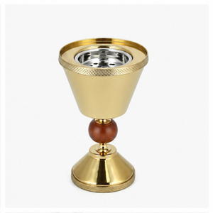 Luxury Gold Metal Bakhoor Burner with Wooden Ball Accent Arabian Mabkhara Charcoal Oud Incense Holder for Middle East Home <b>Decor</b> - Product Image 3