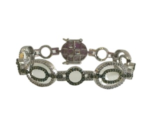 Women's Trendy 925 Sterling <b>Silver</b> Natural White and Multi Color Round Diamond Tennis <b>Bracelet</b> - Product Image 1