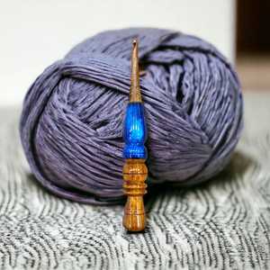 Handmade Ergonomic epoxy Resin <b>Crochet</b> <b>Hook</b> Artistic Wood Handle - Product Image 4