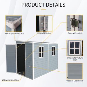 4x8 piedi capannone esterno grigio con pavimento impermeabile a due finestre porte chiudibili a chiave per PatioYard e materiale in resina per prato - Product Image 3