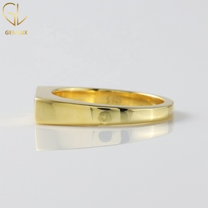 10K White Gold Round Moissanite Flush <b>Set</b> Signet Promise <b>Ring</b> Minimalist Band - Product Image 3