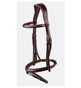 Brida MEWATI Hunter con riendas, color marrón, tamaño completo, estilo inglés, con costuras blancas elegantes y herrajes resistentes. - Product Image 5