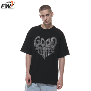 Nouveauté : T-shirts pour hommes en strass, design tendance, streetwear haut de gamme, couleur unie, taille adulte - Product Image 6