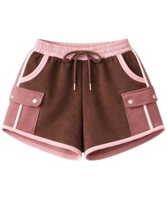 ชุดเซ็ตฮู้ดดี้ครอปสีน้ำตาลชมพูสำหรับผู้หญิง พร้อมกางเกงขาสั้น ปักลายหัวใจ มีกระเป๋าคาร์โก้ สไตล์ลำลอง ชุดสองชิ้น ขายส่งจากโรงงาน - Product Image 2