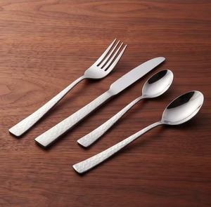 Ensemble de couverts en acier inoxydable avec manche martelé, design minimaliste, compatible lave-vaisselle, idéal pour les mariages - Product Image 4