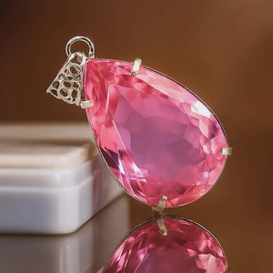 Colgante de Pera de Zafiro Rosa Natural Chapado en Oro, Joyería Fina de Plata de Ley 925 Hecha a Mano con Gemas Multirreligiosas - Product Image 6