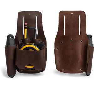 Étui de ceinture moderne en cuir véritable fait main pour mètre à ruban, avec boucle automatique en alliage, idéal pour charpentiers et constructeurs - Product Image 1