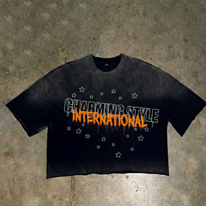เสื้อยืดคอตตอนทรงบ็อกซี่โอเวอร์ไซส์ สไตล์สตรีทแวร์ พิมพ์ลายกราฟิกวินเทจ Y2K แบบทำสีเอซิดวอช - Product Image 1