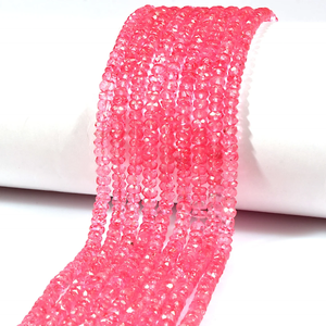 ลูกปัดโทแพซสีชมพูคุณภาพ AAA ทรงรอนเดลเหลี่ยมเพชร ขนาด 4 มม. ความยาว 13 นิ้ว สำหรับทำเครื่องประดับ - Product Image 5