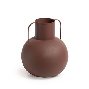 Vase en métal brun mat avec deux poignées, vente en gros |   Petit vase à fleurs sphérique en fer pour centre de table de mariage |   Boutique durable - Product Image 1