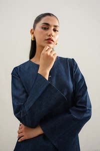 Camisa Túnica de Mezclilla Ligera de Color Azul Vintage para Mujer, Camisas Túnica Holgadas de Manga Larga con Botones, Estilo Casual para Damas - Product Image 4