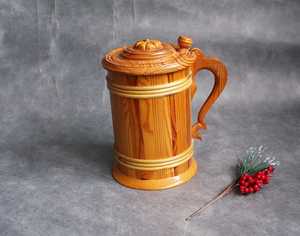 Mug à bière Viking élégant en gros, fait main, rétro, en bois sculpté, style religieux Feng Shui, avec motif ange et amour - Product Image 2